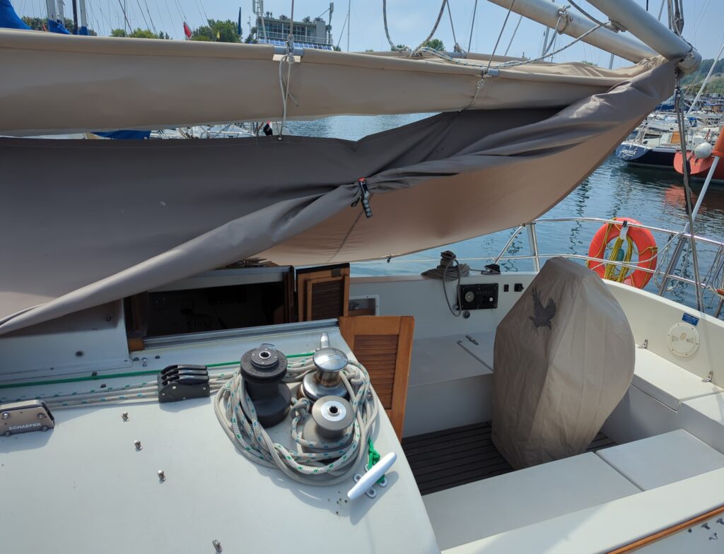 Cockpit with the Marc tarp open