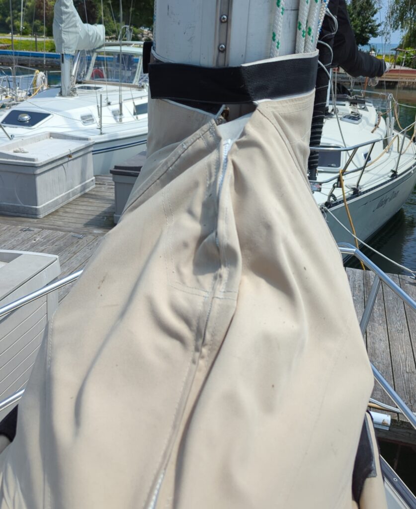 Sail cover aft of the mast